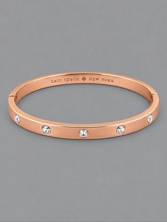 kate spade Jewelry - Kate SPADE Rose Goldtone Rhinestone Clamp Bangle Moto Bracelet